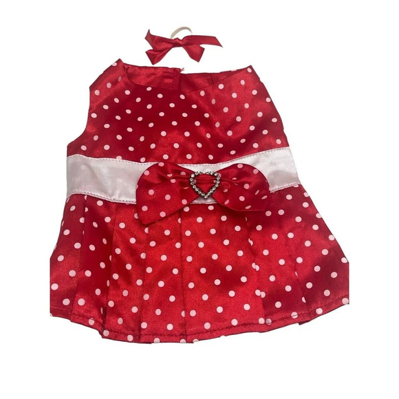 BUILD A BEAR RED POLKA DOT DRESS & RED SHOES - Picture 2 of 14